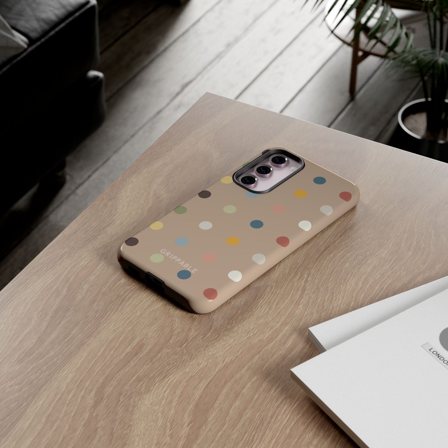 Polka Beige Tough Mobile Phone Case