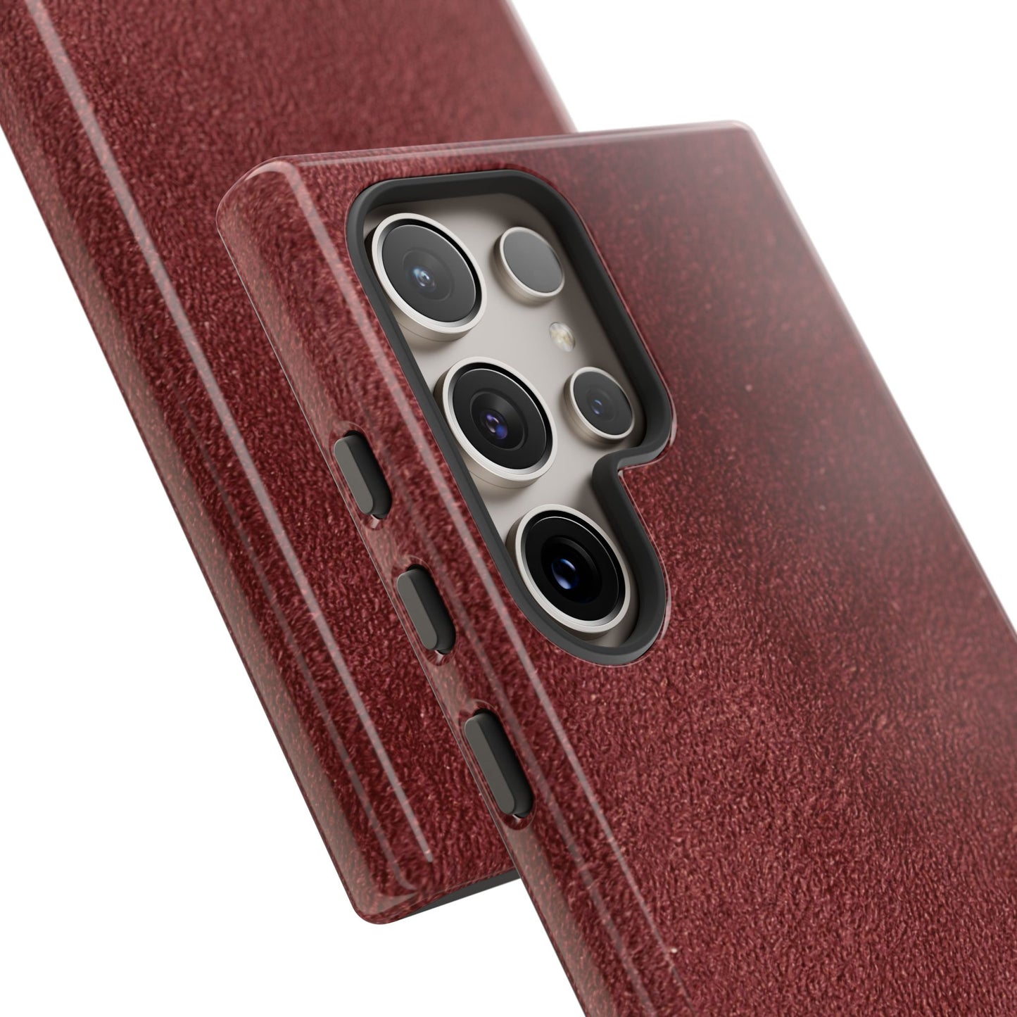 Suede Effect Maroon Tough Mobile Phone Case