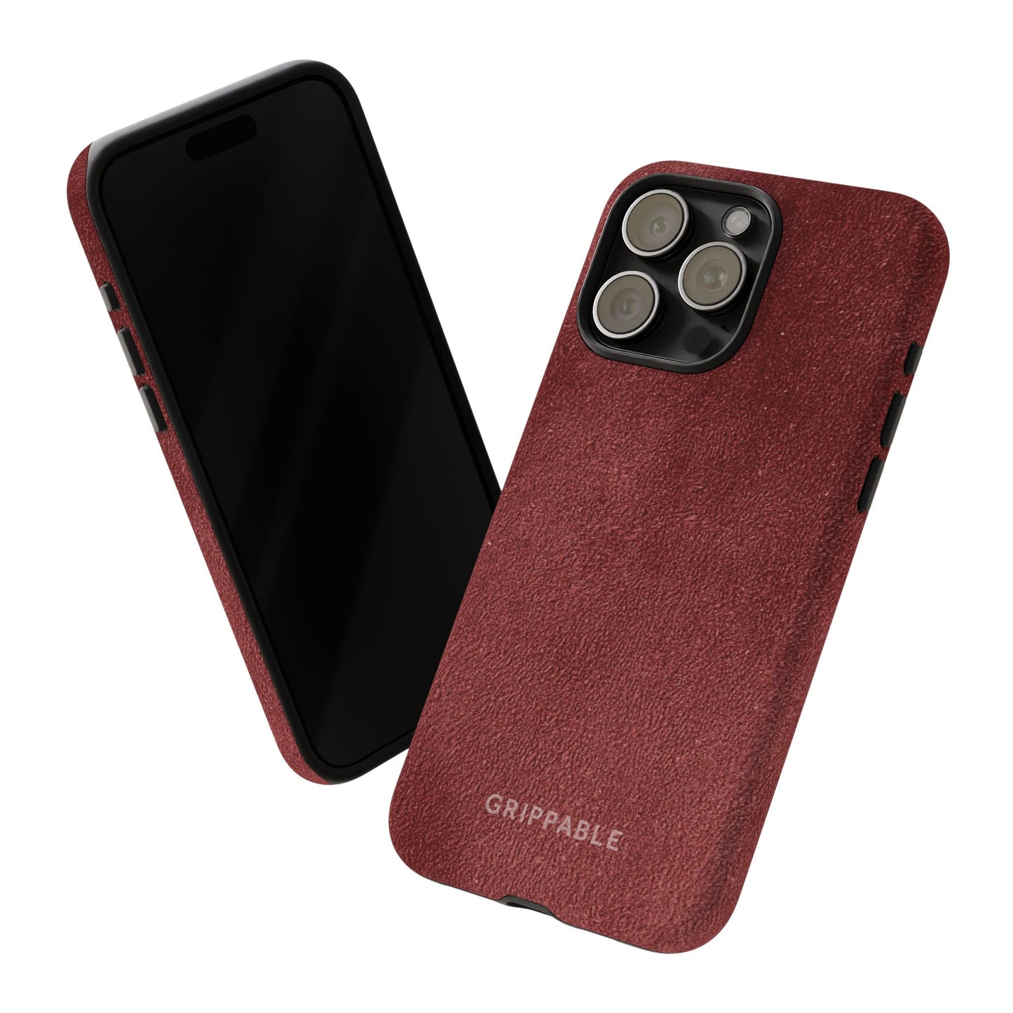 Suede Effect Maroon Tough Mobile Phone Case