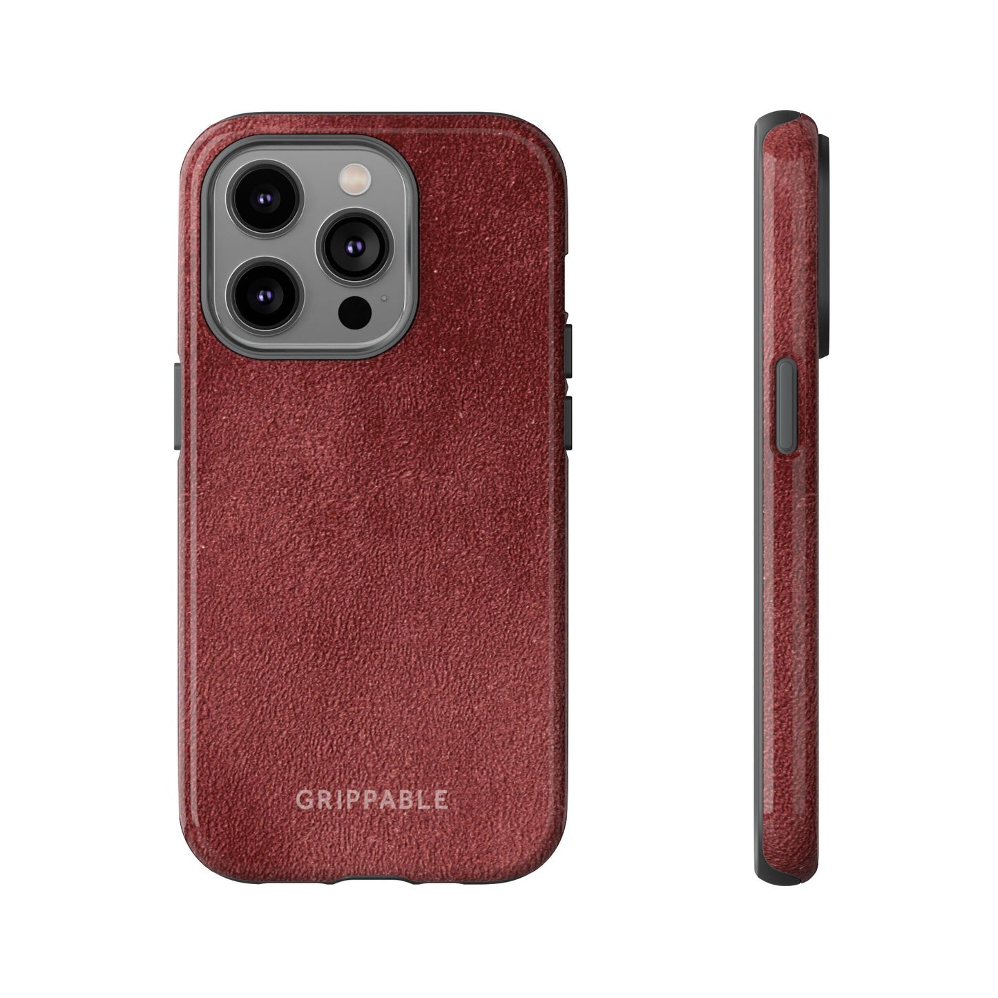 Suede Effect Maroon Tough Mobile Phone Case