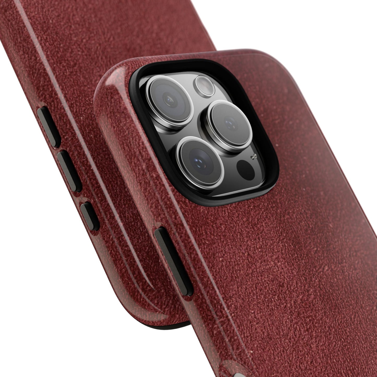 Suede Effect Maroon Tough Mobile Phone Case
