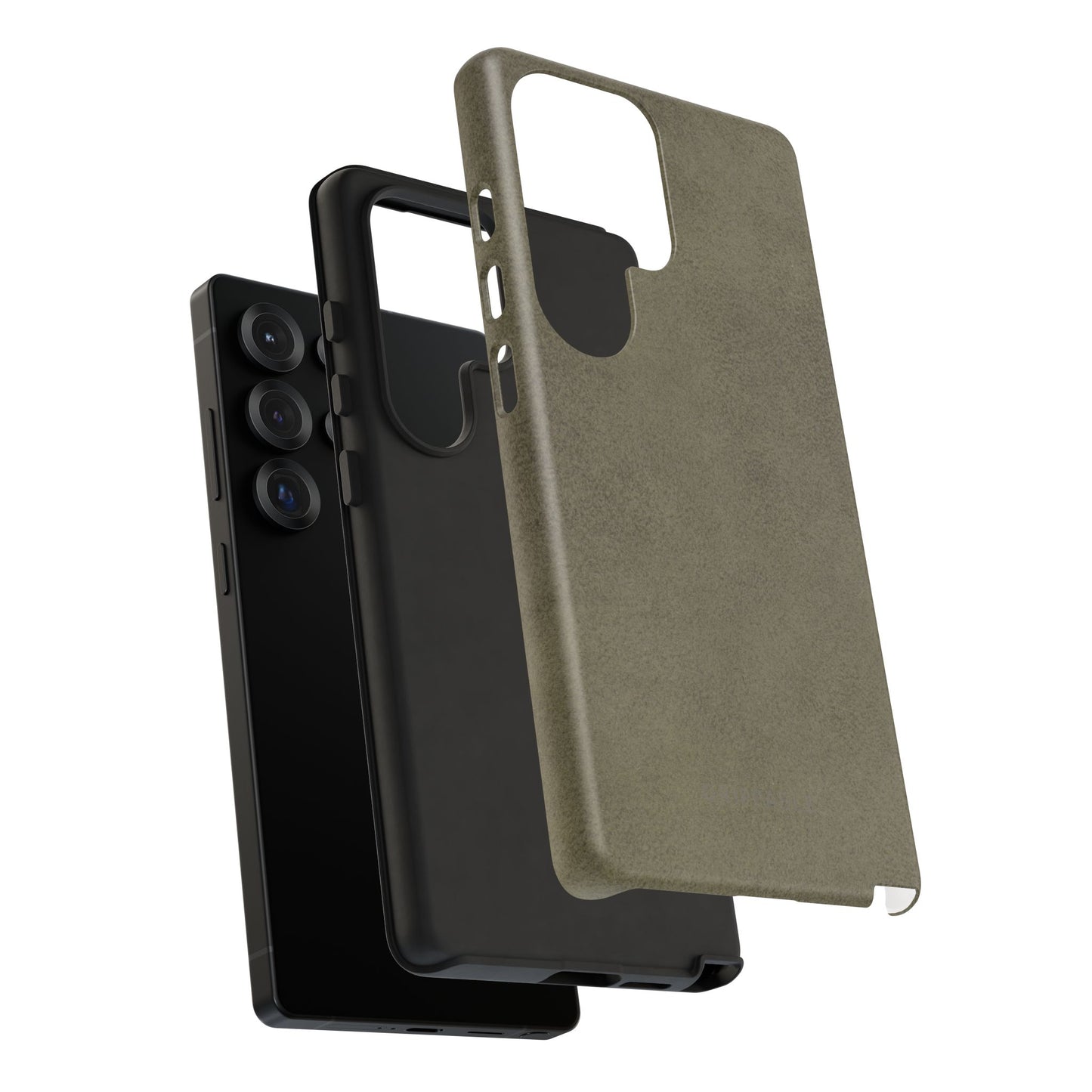 Suede Effect Khaki Tough Mobile Phone Case