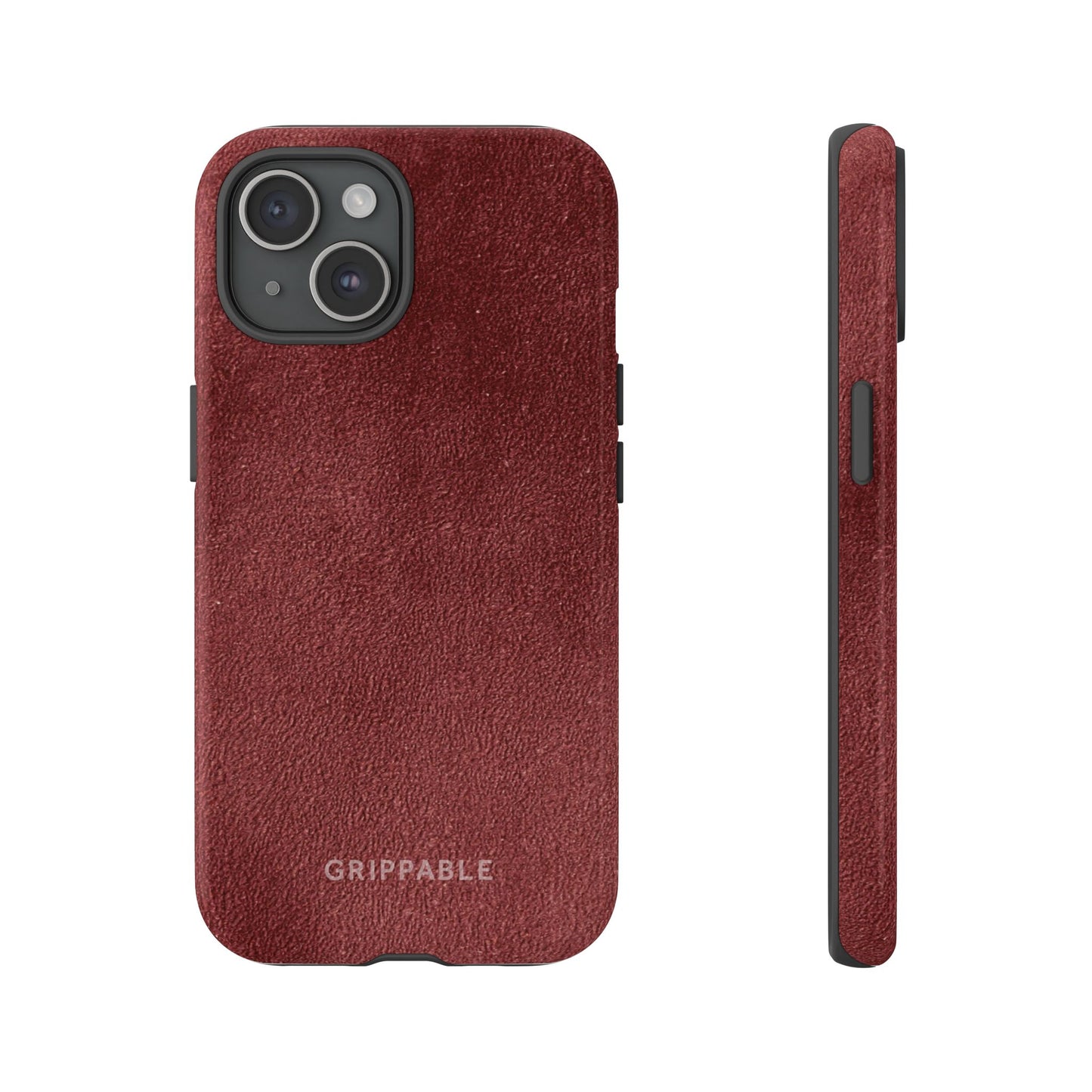 Suede Effect Maroon Tough Mobile Phone Case