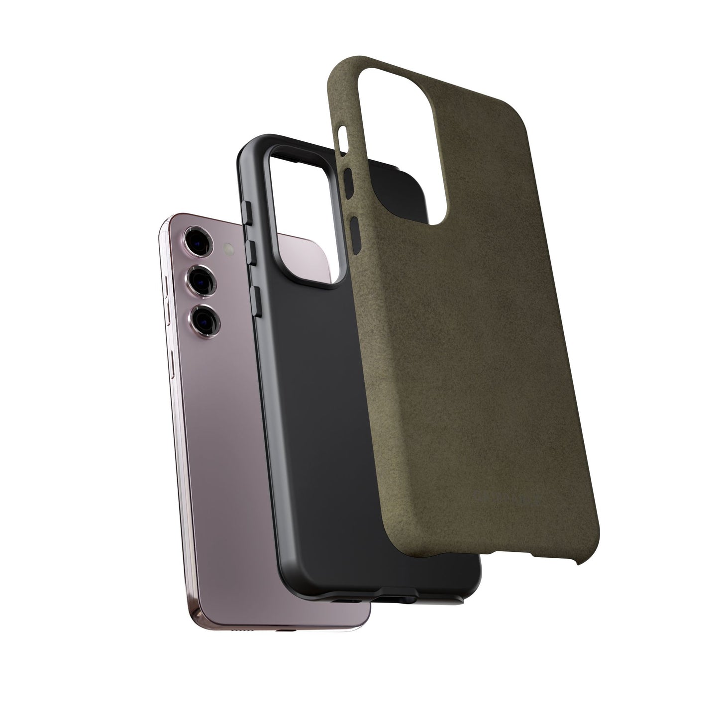 Suede Effect Khaki Tough Mobile Phone Case