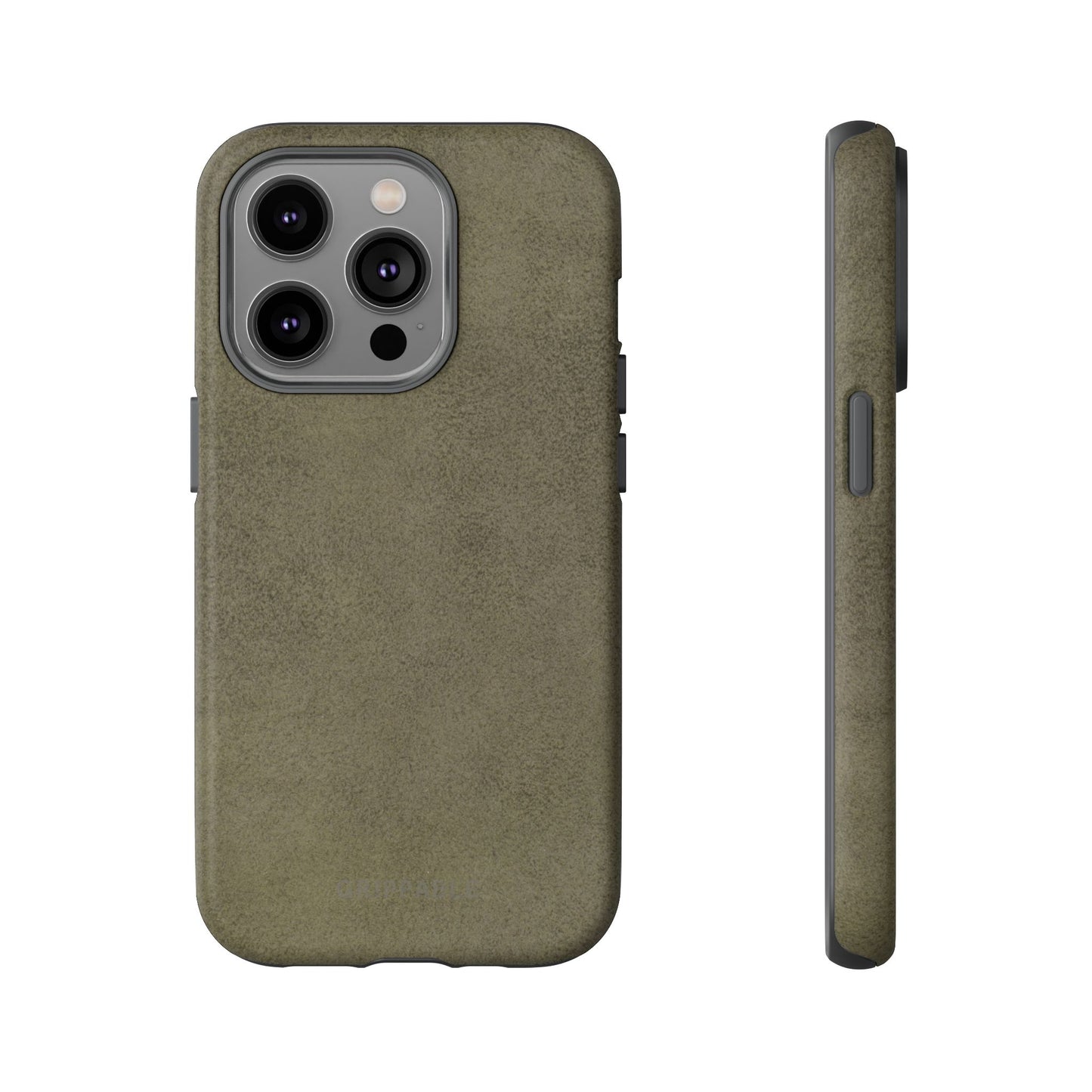 Suede Effect Khaki Tough Mobile Phone Case