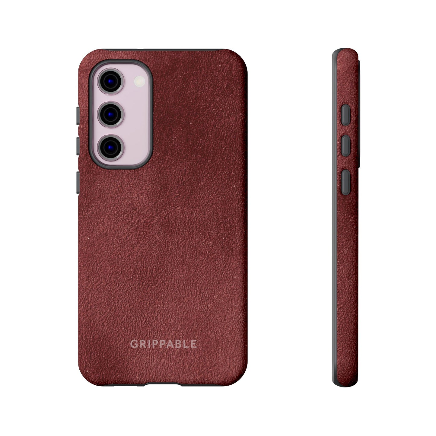 Suede Effect Maroon Tough Mobile Phone Case
