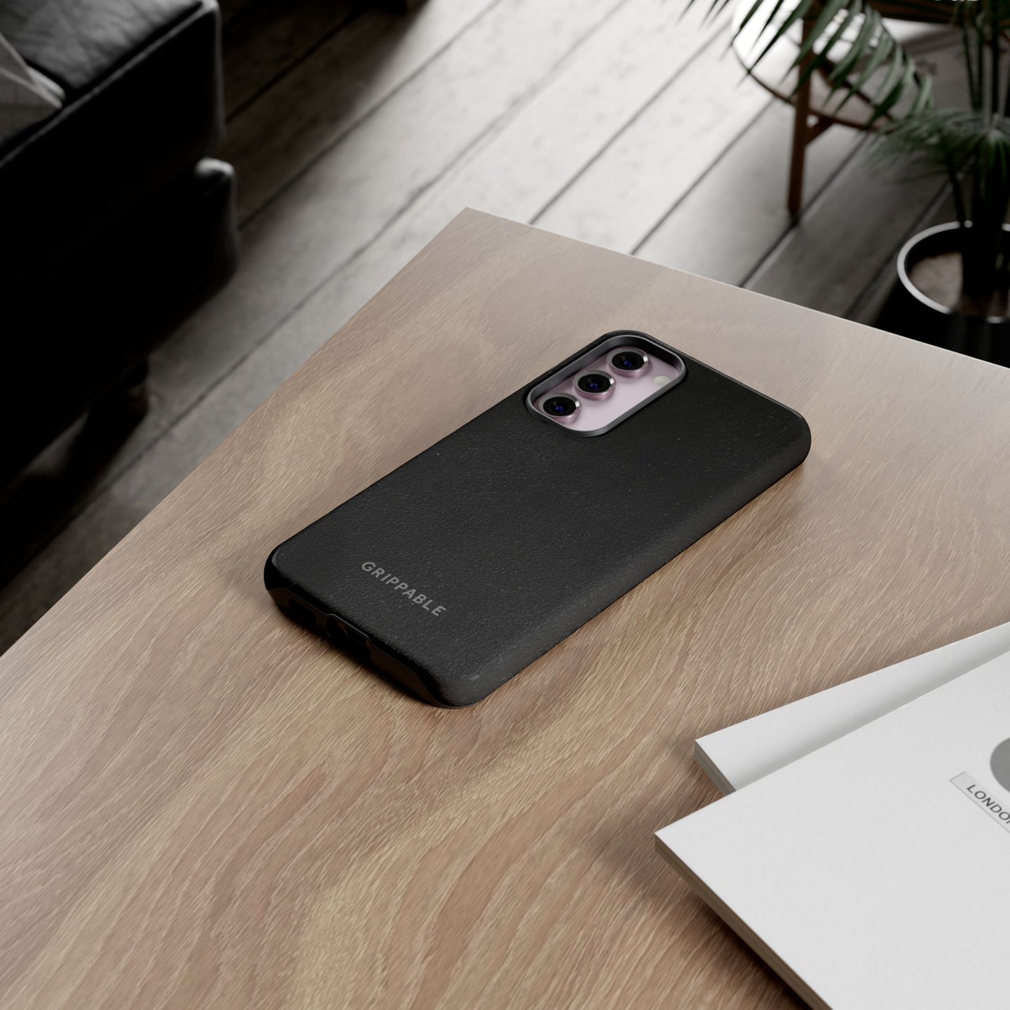 Suede Effect Black Tough Mobile Phone Case