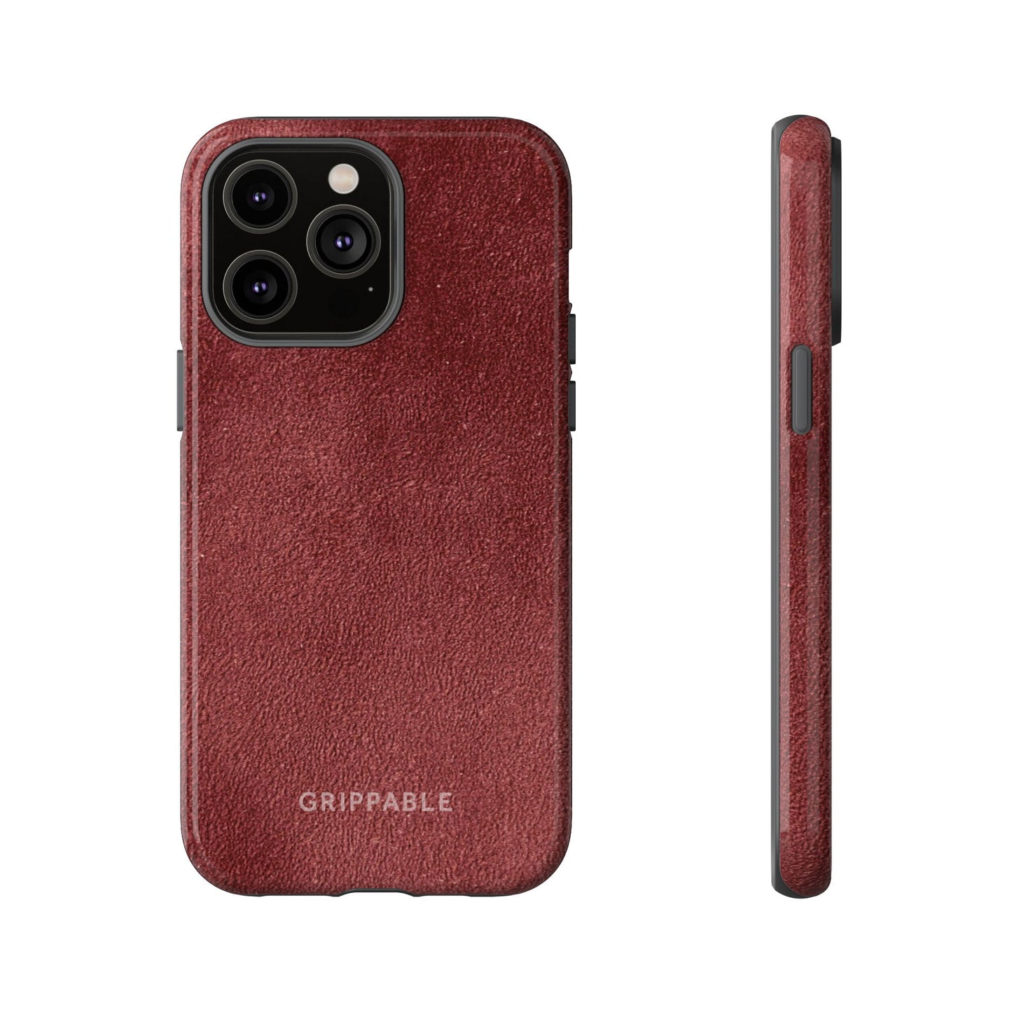 Suede Effect Maroon Tough Mobile Phone Case