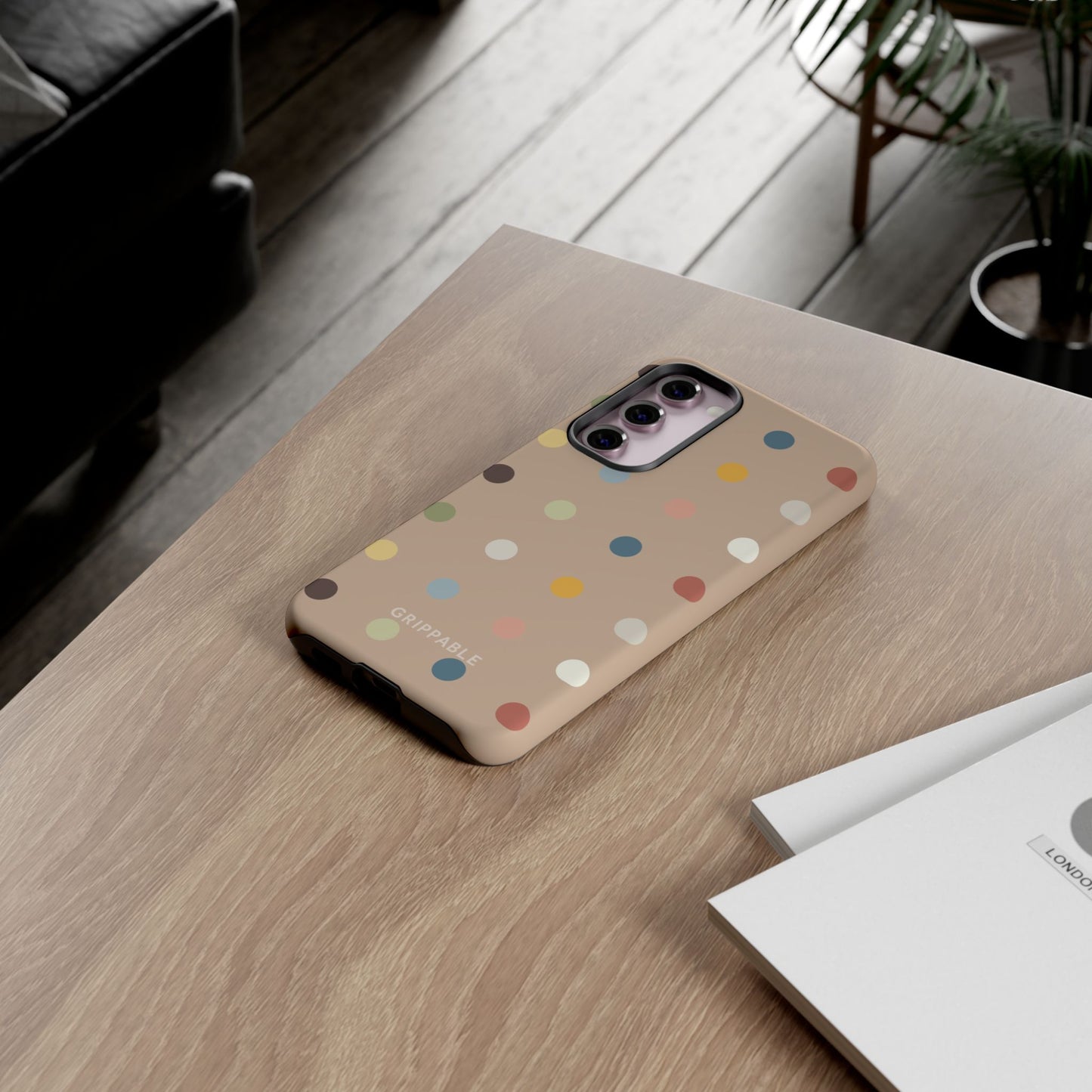 Polka Beige Tough Mobile Phone Case