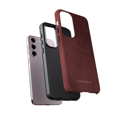 Suede Effect Maroon Tough Mobile Phone Case