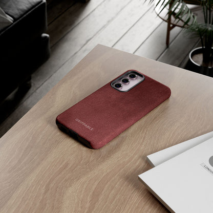 Suede Effect Maroon Tough Mobile Phone Case