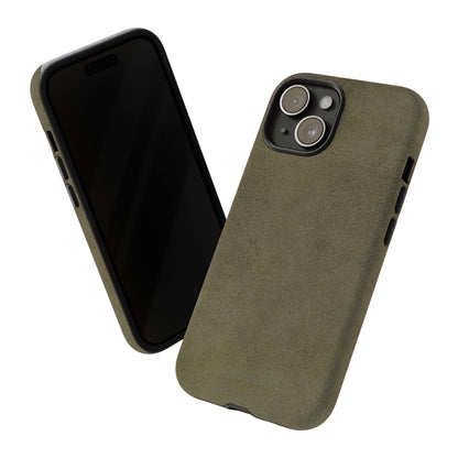 Suede Effect Khaki Tough Mobile Phone Case