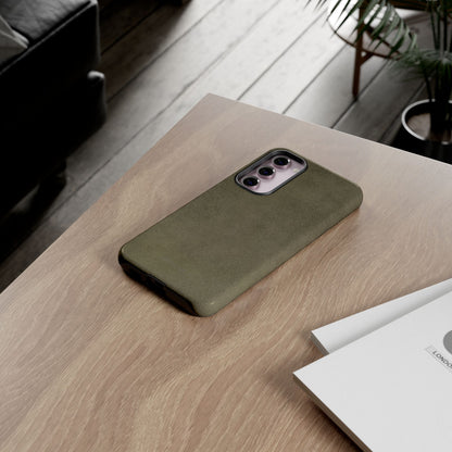 Suede Effect Khaki Tough Mobile Phone Case