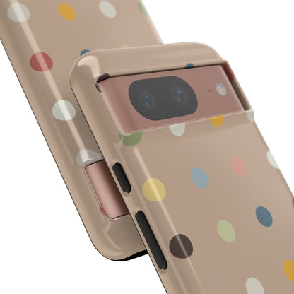 Polka Beige Tough Mobile Phone Case