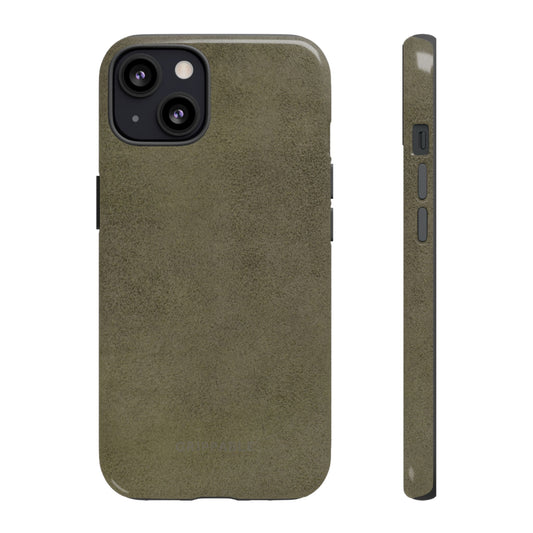 Suede Effect Khaki Tough Mobile Phone Case