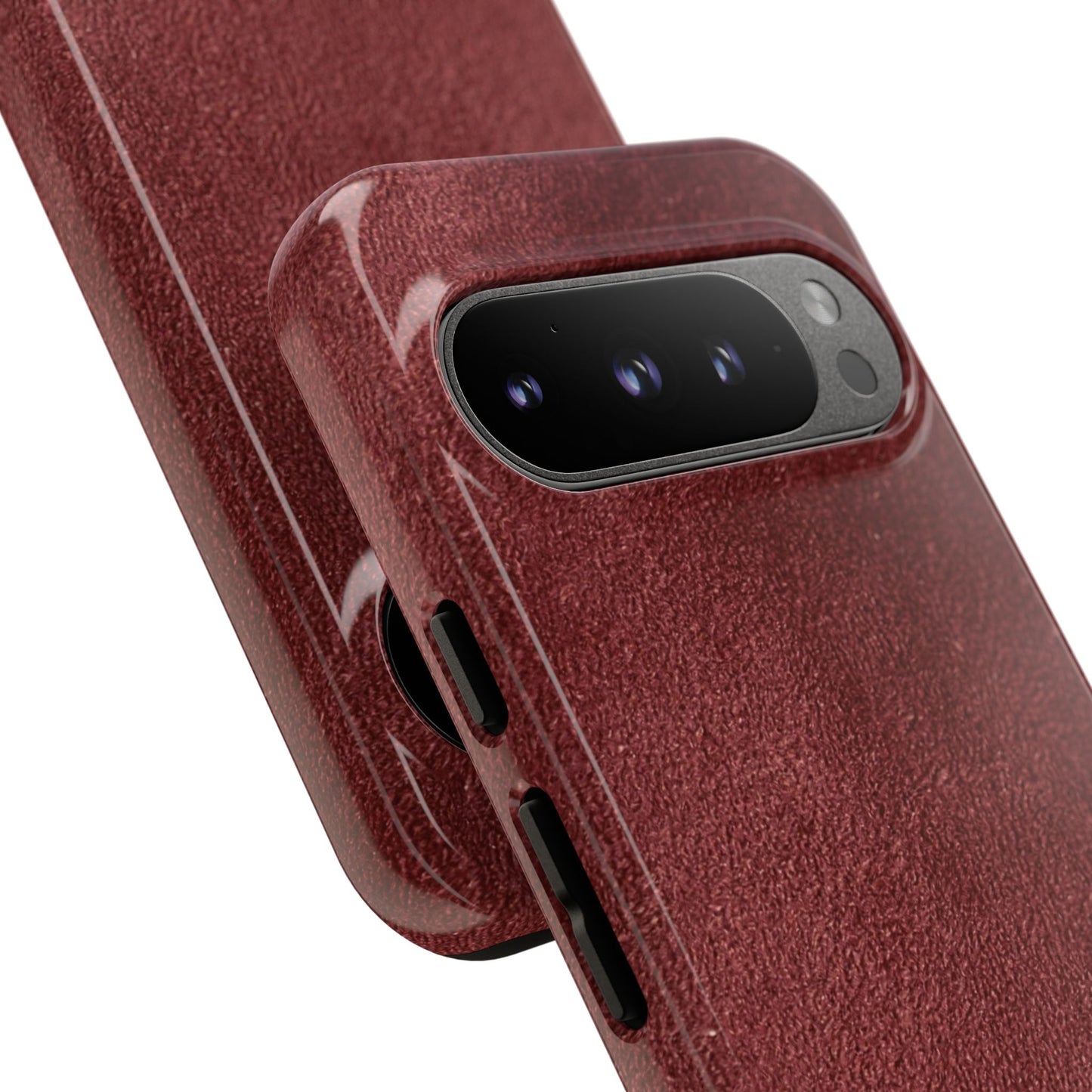 Suede Effect Maroon Tough Mobile Phone Case