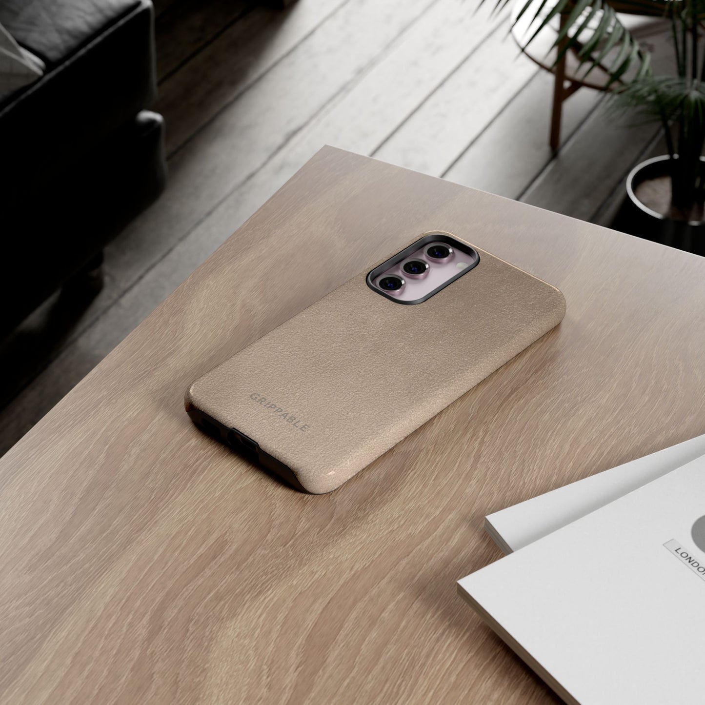 Suede Effect Beige Tough Mobile Phone Case