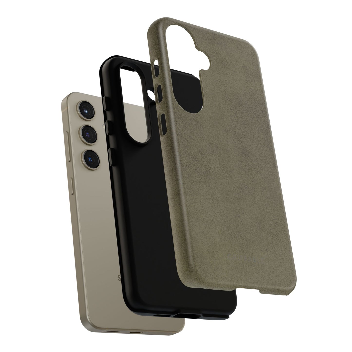 Suede Effect Khaki Tough Mobile Phone Case