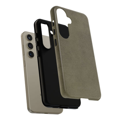 Suede Effect Khaki Tough Mobile Phone Case
