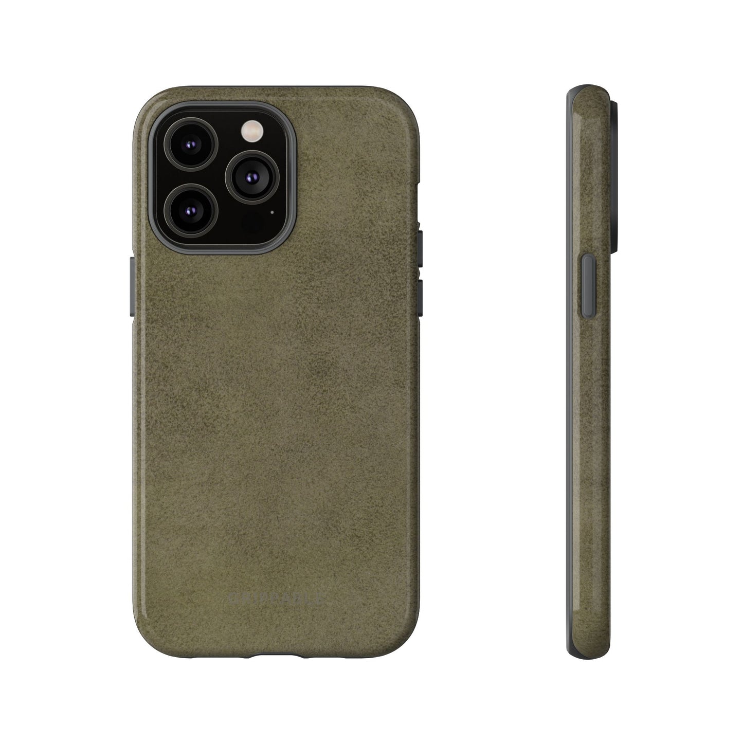 Suede Effect Khaki Tough Mobile Phone Case