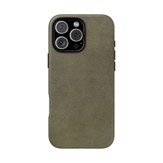 Suede Effect Khaki Tough Mobile Phone Case