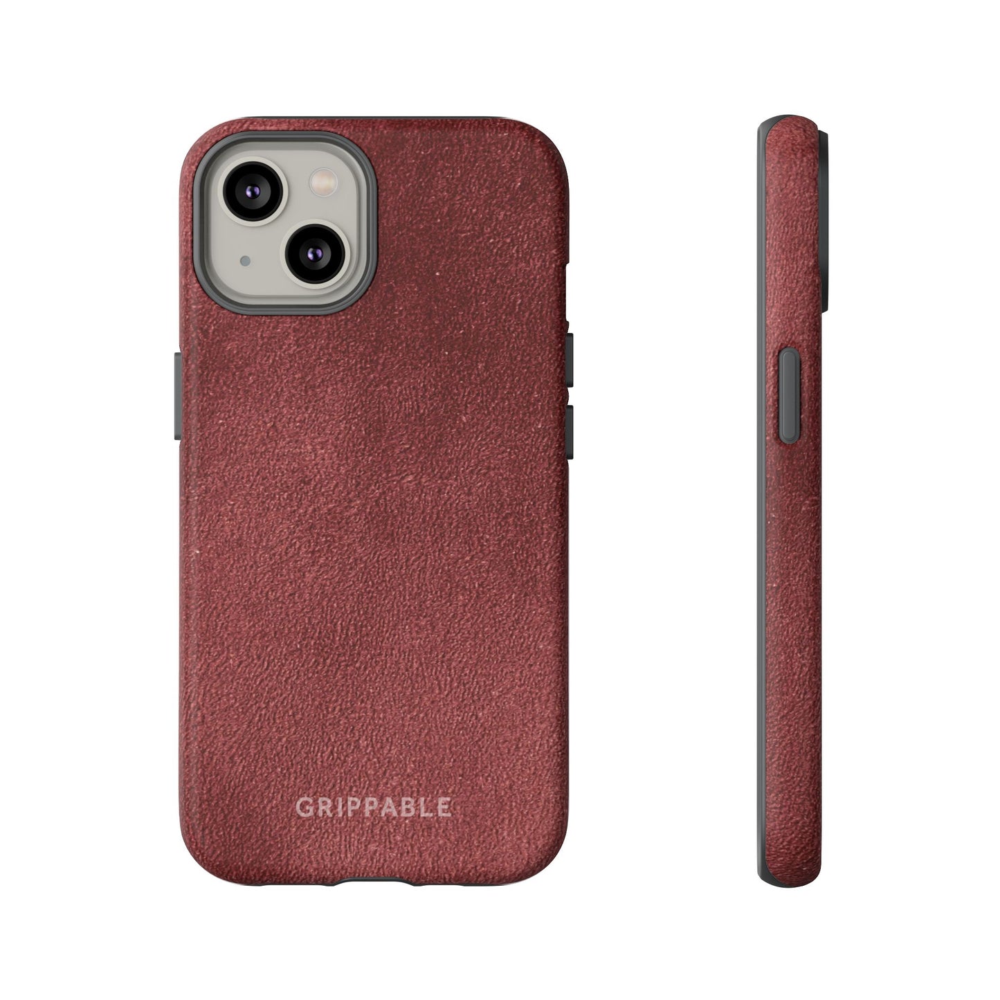 Suede Effect Maroon Tough Mobile Phone Case