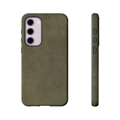 Suede Effect Khaki Tough Mobile Phone Case