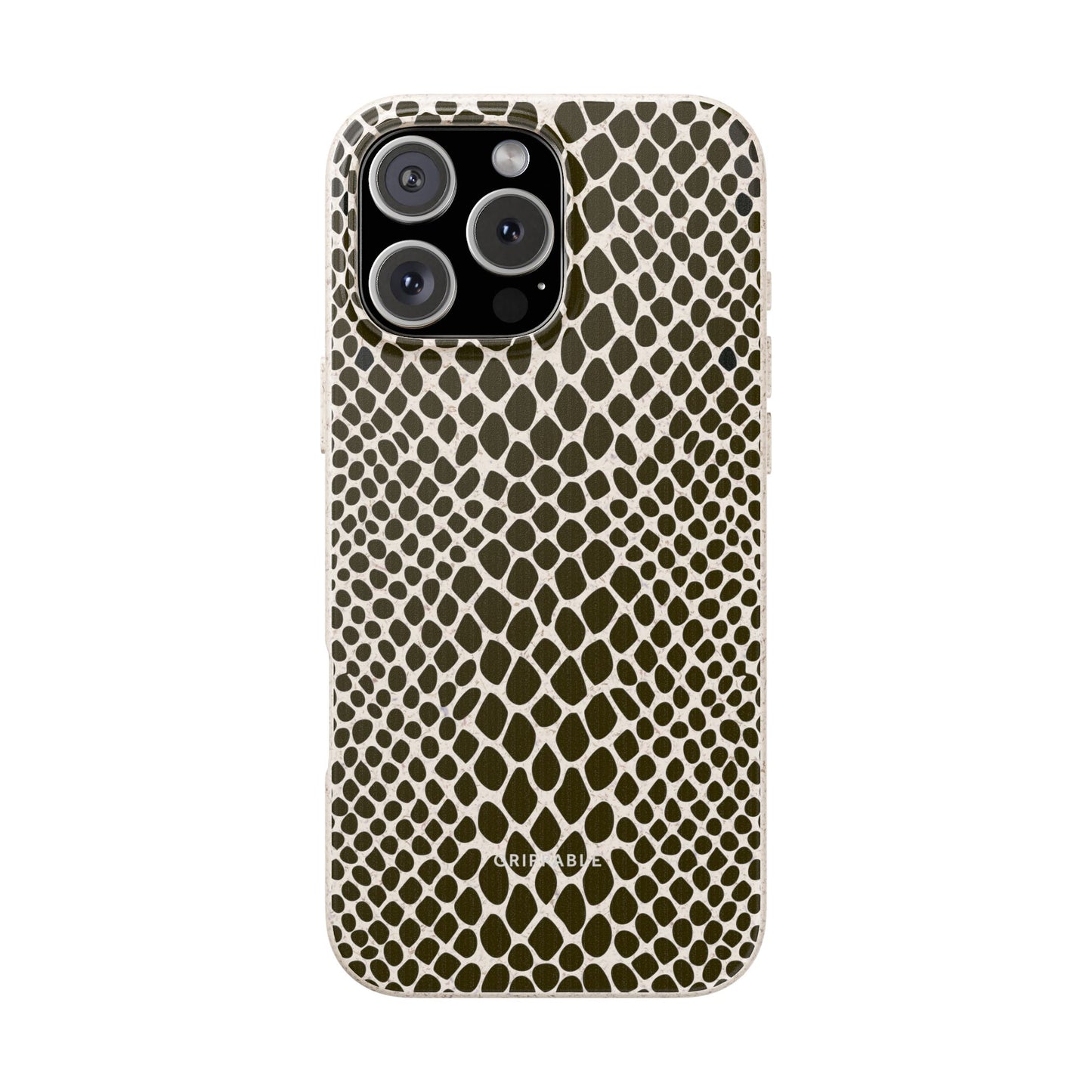 Phone case with snake skin pattern on a white background