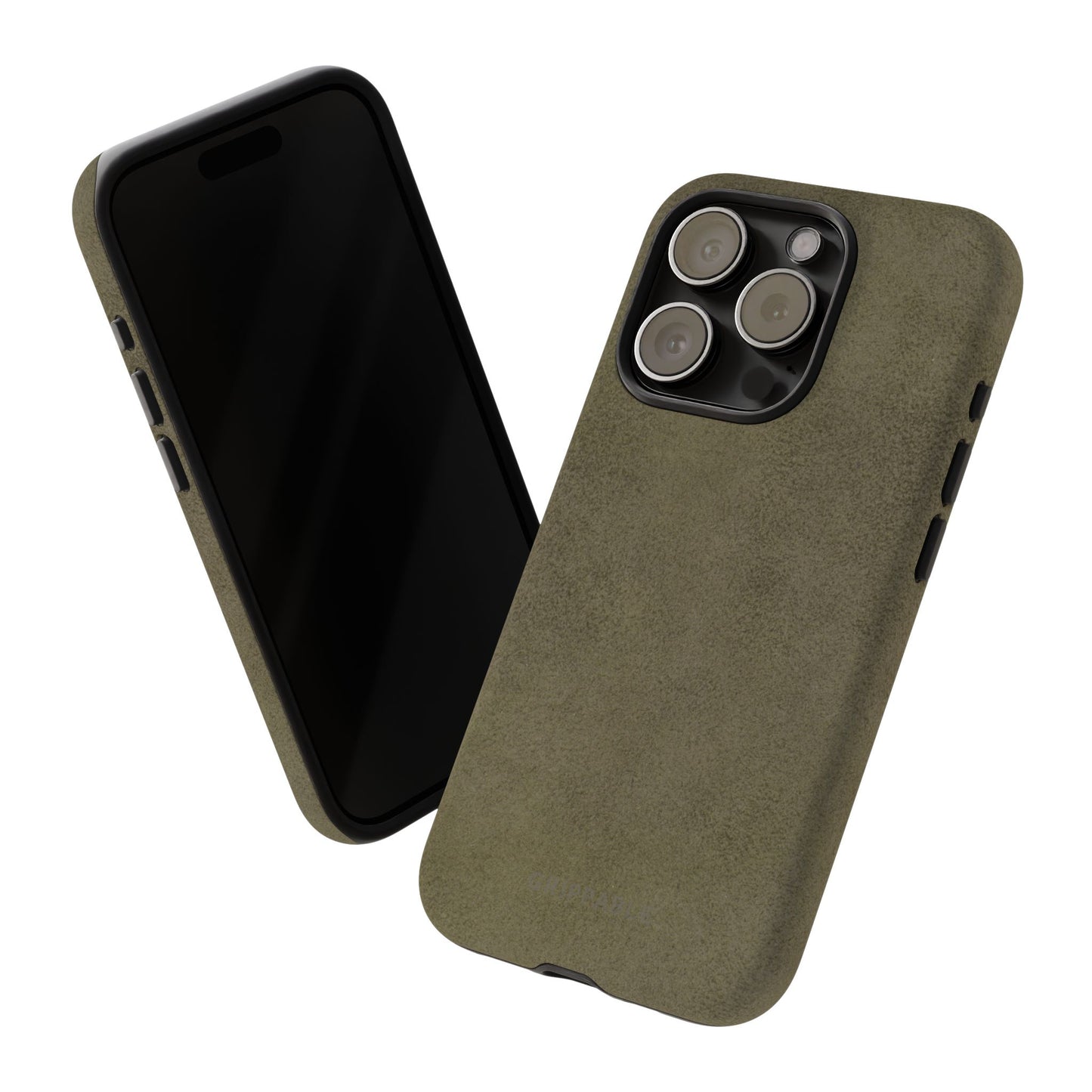 Suede Effect Khaki Tough Mobile Phone Case