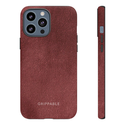 Suede Effect Maroon Tough Mobile Phone Case