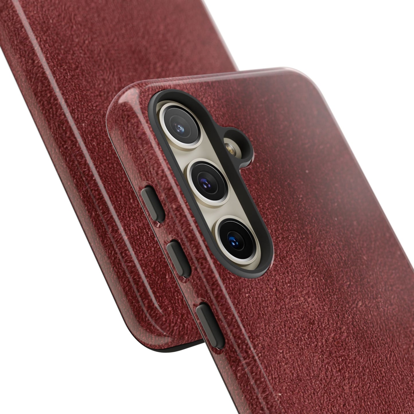 Suede Effect Maroon Tough Mobile Phone Case