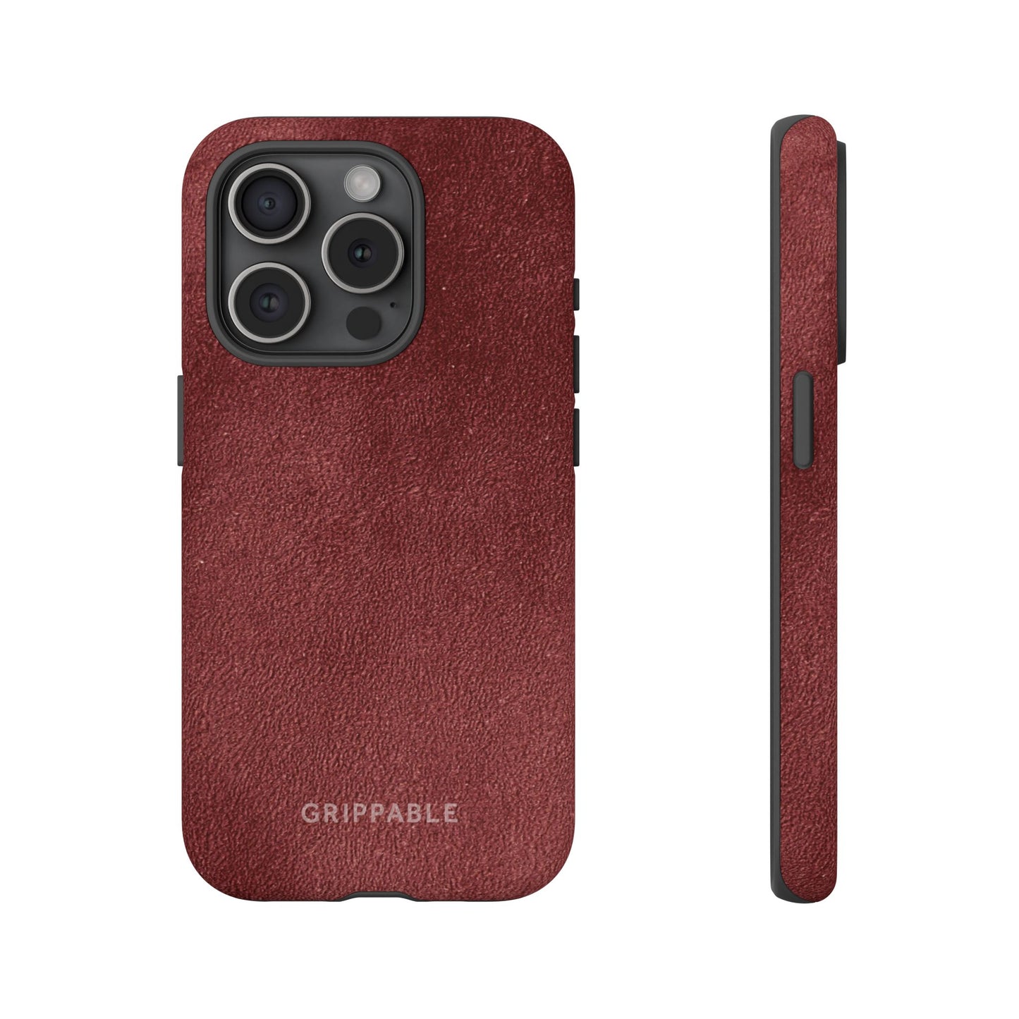 Suede Effect Maroon Tough Mobile Phone Case