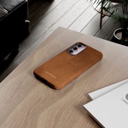 Suede Effect Tan Tough Mobile Phone Case