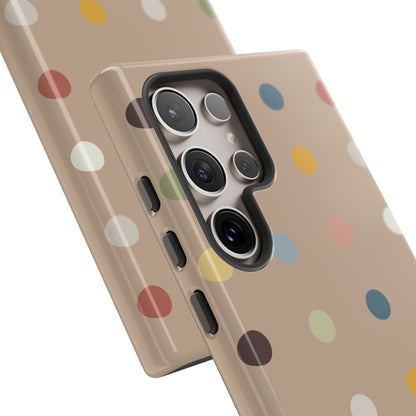 Polka Beige Tough Mobile Phone Case