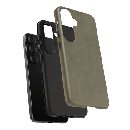 Suede Effect Khaki Tough Mobile Phone Case
