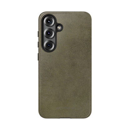 Suede Effect Khaki Tough Mobile Phone Case