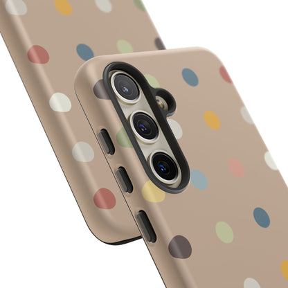 Polka Beige Tough Mobile Phone Case