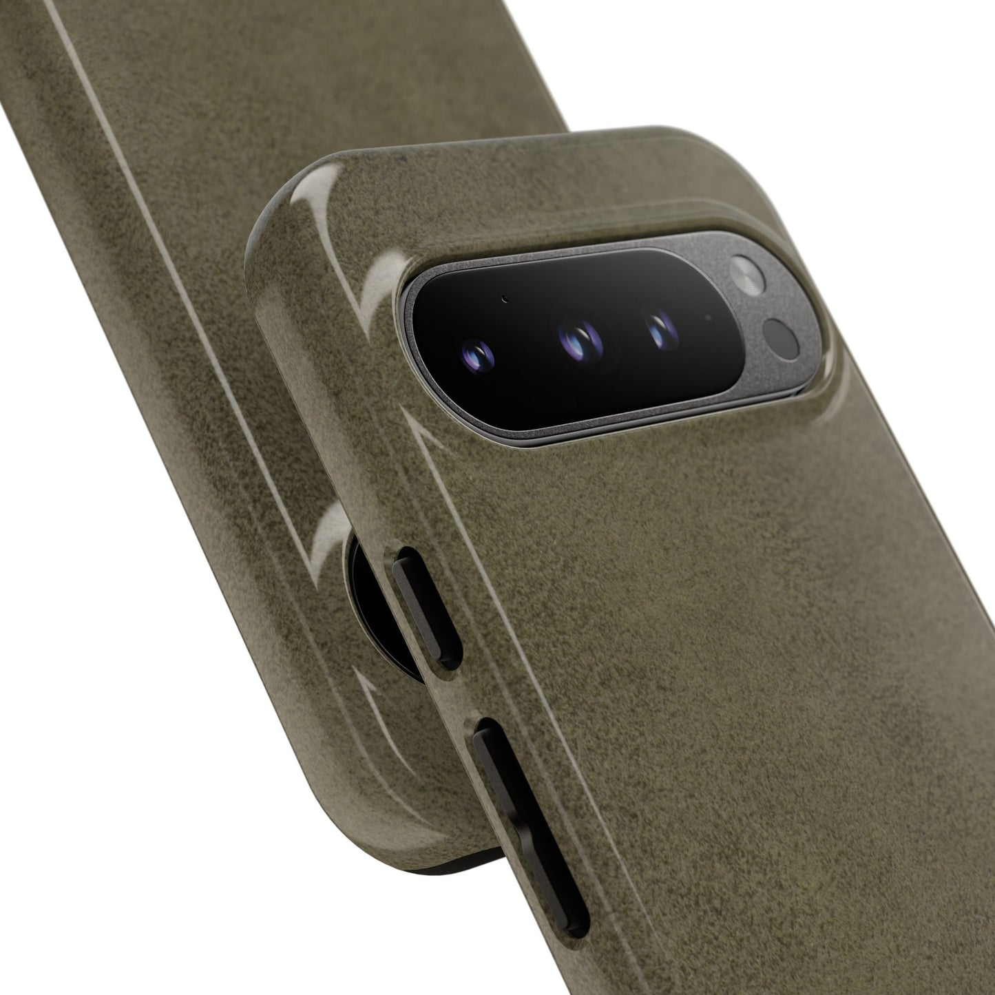 Suede Effect Khaki Tough Mobile Phone Case