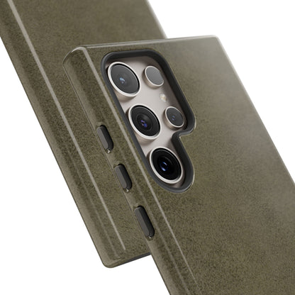 Suede Effect Khaki Tough Mobile Phone Case