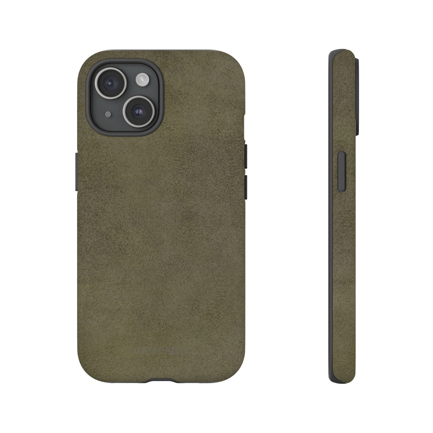 Suede Effect Khaki Tough Mobile Phone Case