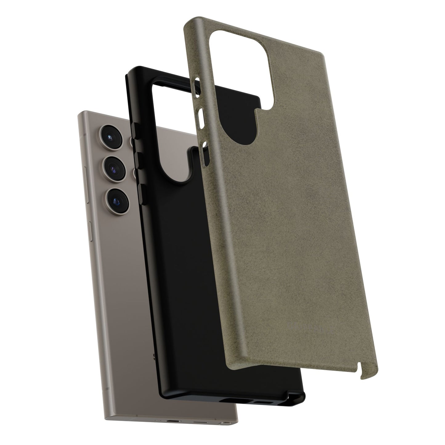 Suede Effect Khaki Tough Mobile Phone Case
