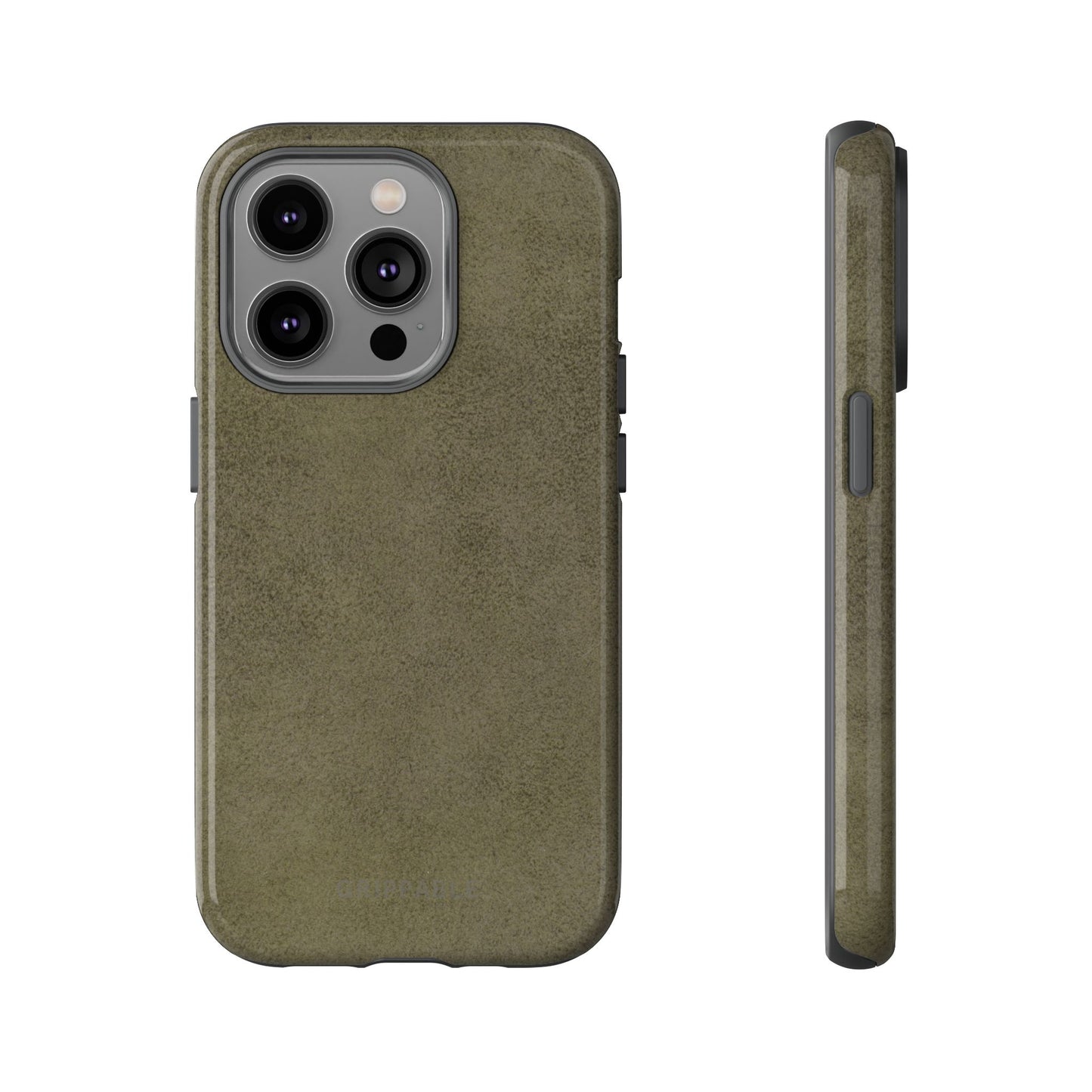 Suede Effect Khaki Tough Mobile Phone Case