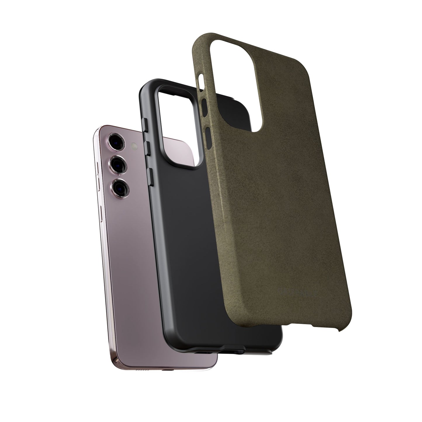 Suede Effect Khaki Tough Mobile Phone Case