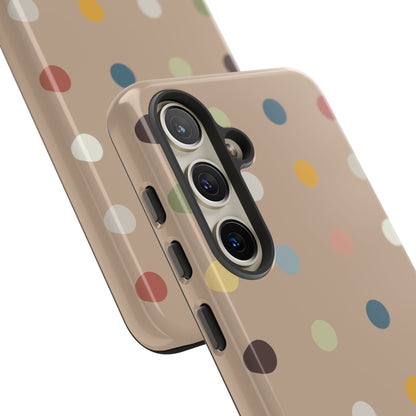 Polka Beige Tough Mobile Phone Case