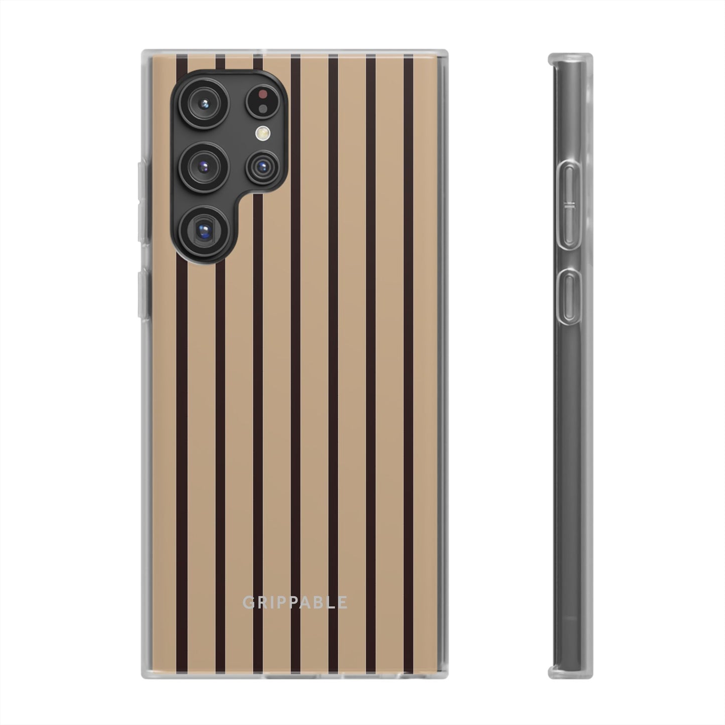 Mocha Pinstripe Clear Mobile Phone Case