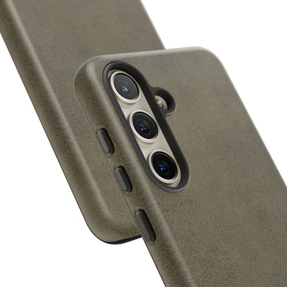 Suede Effect Khaki Tough Mobile Phone Case