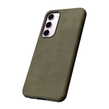 Suede Effect Khaki Tough Mobile Phone Case