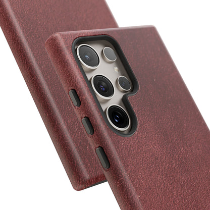 Suede Effect Maroon Tough Mobile Phone Case