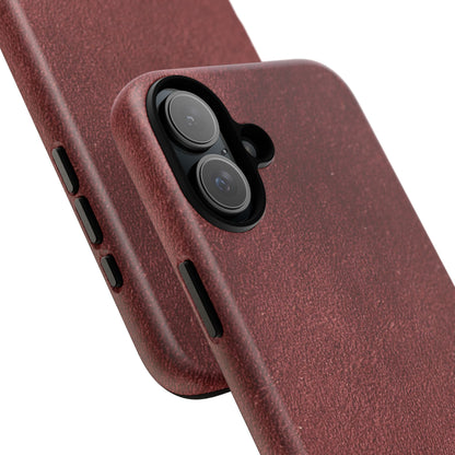 Suede Effect Maroon Tough Mobile Phone Case