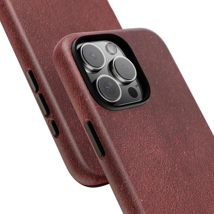 Suede Effect Maroon Tough Mobile Phone Case
